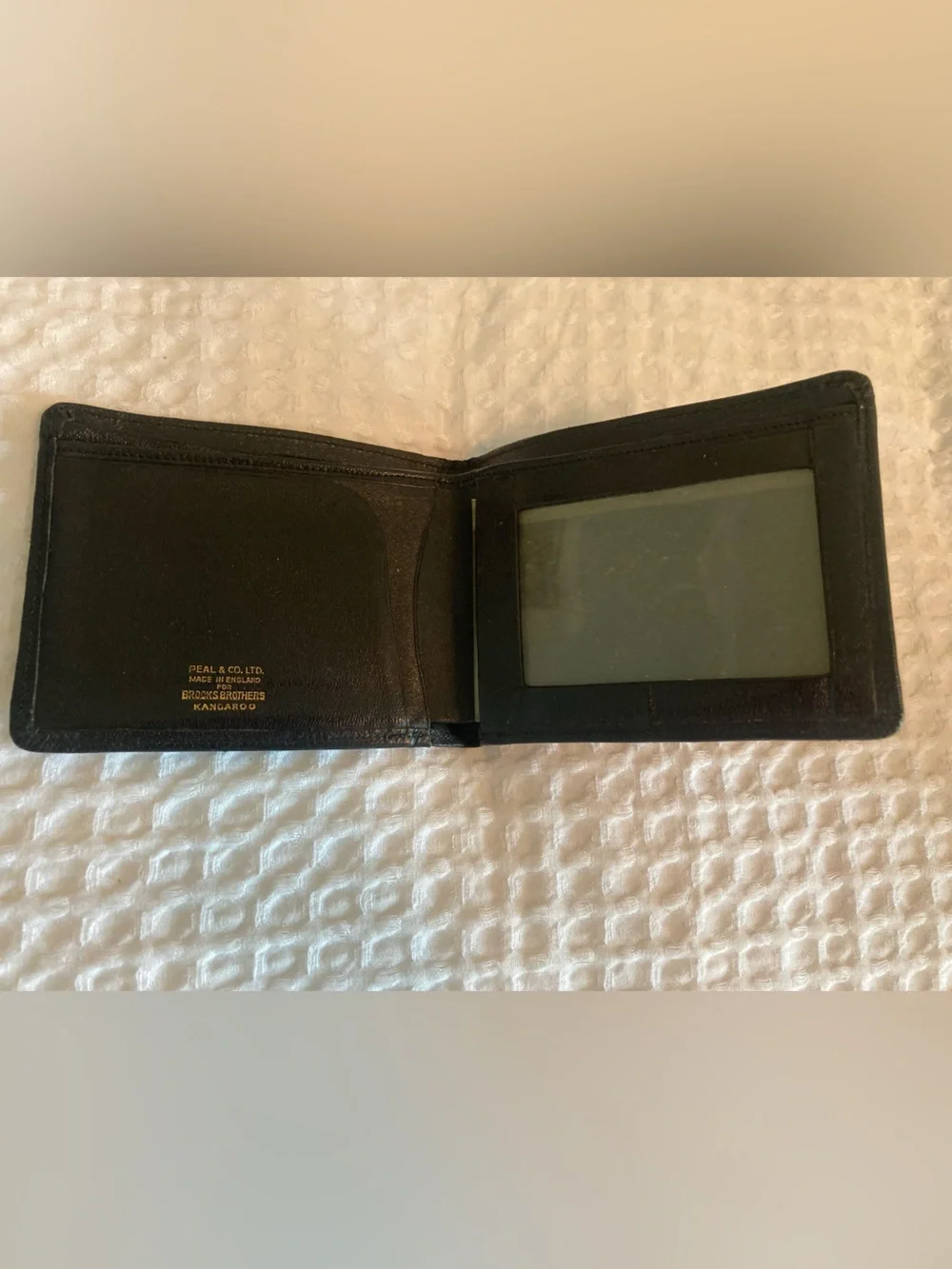 KANGAROO VTG Brooks Brothers Peal & Co. Made in England Black Leather Wallet